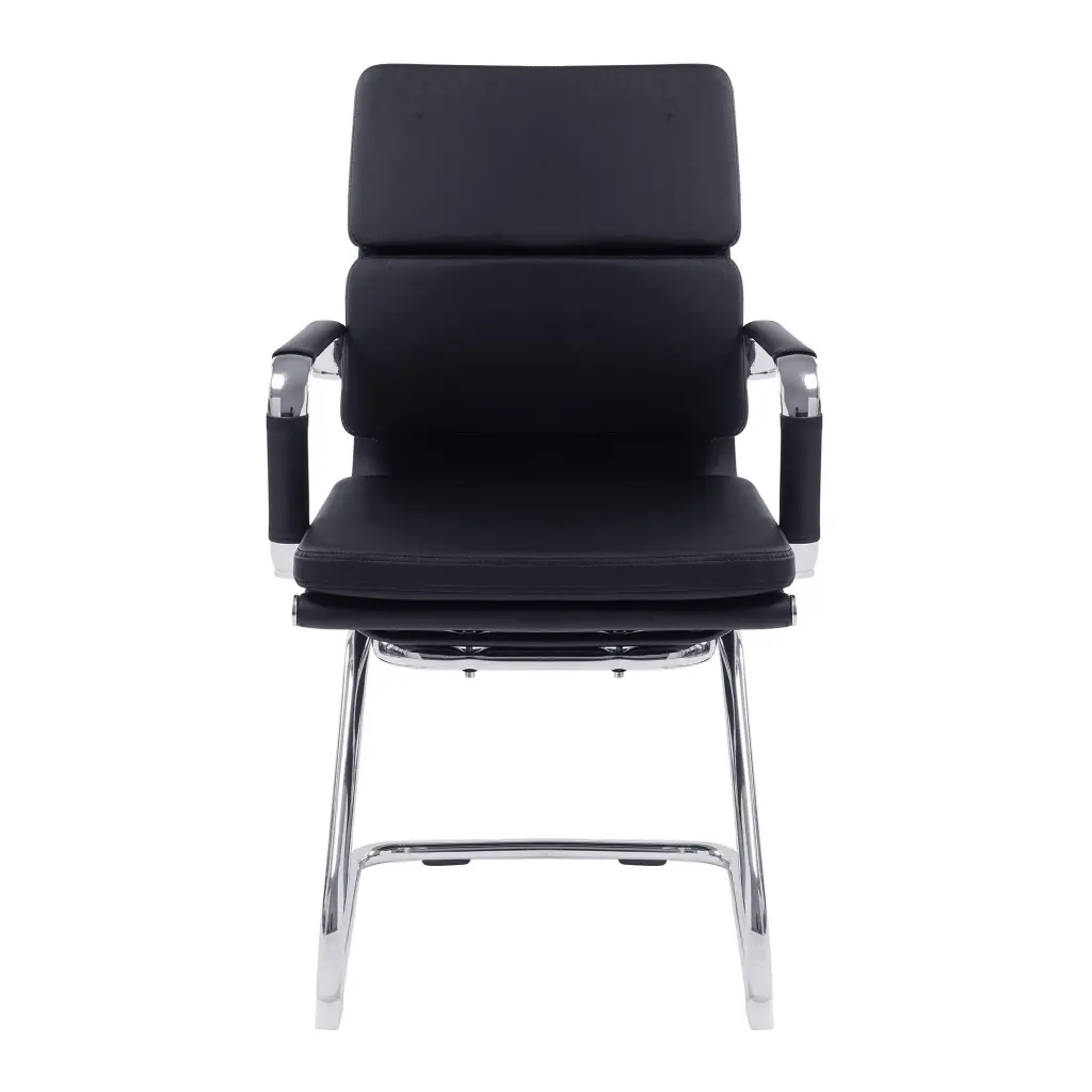 Nautilus Designs Avanti Medium Back Bonded Leather Cantilever Visitor Chair With Individual Back Cushions & Fixed Arms Black - BCL/5003AV/BK