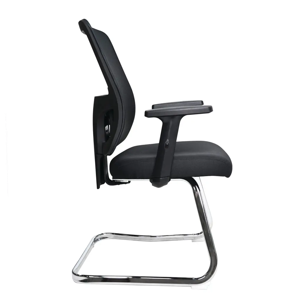 Nautilus Designs Barri Medium Back Mesh Visitor Chair With Fabric Seat and Height Adjustable Arms Black - BCM/K610V/BK