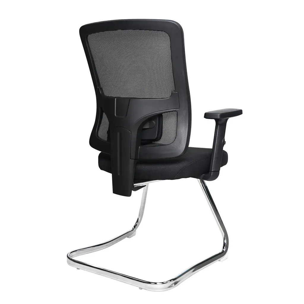 Nautilus Designs Barri Medium Back Mesh Visitor Chair With Fabric Seat and Height Adjustable Arms Black - BCM/K610V/BK