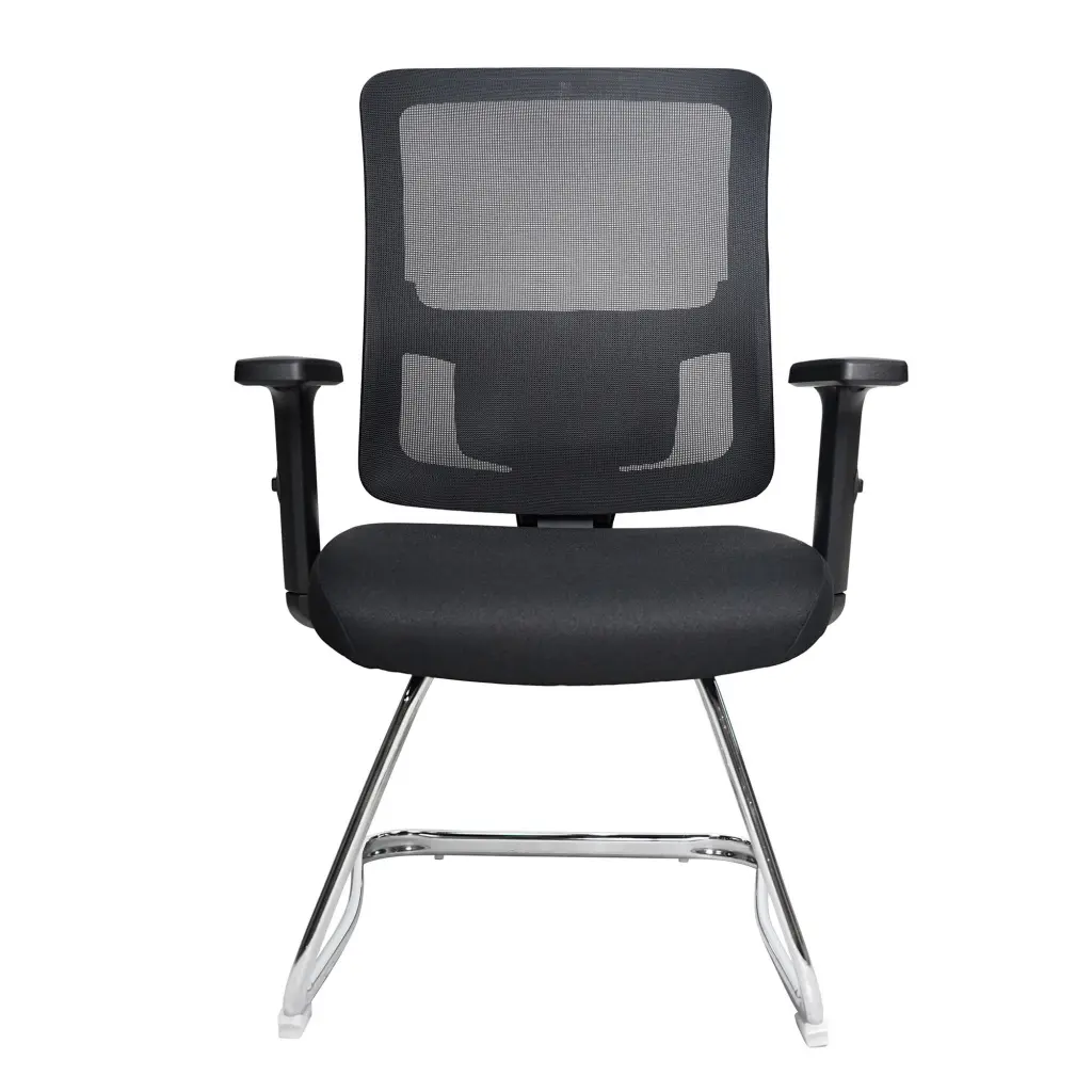 Nautilus Designs Barri Medium Back Mesh Visitor Chair With Fabric Seat and Height Adjustable Arms Black - BCM/K610V/BK