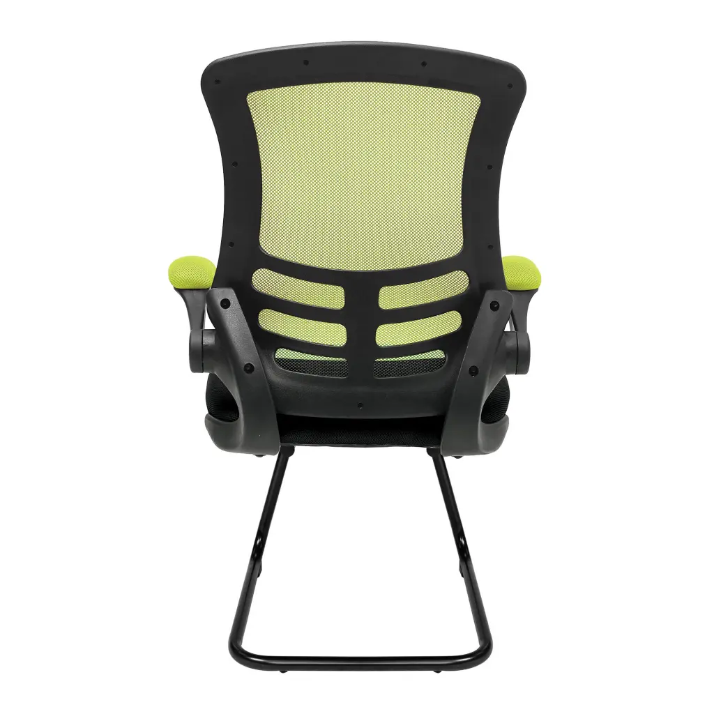 Nautilus Designs Luna Designer High Back Two Tone Mesh Cantilever Visitor Chair With Folding Arms and Black Shell Green/Black - BCM/T1302V/GN