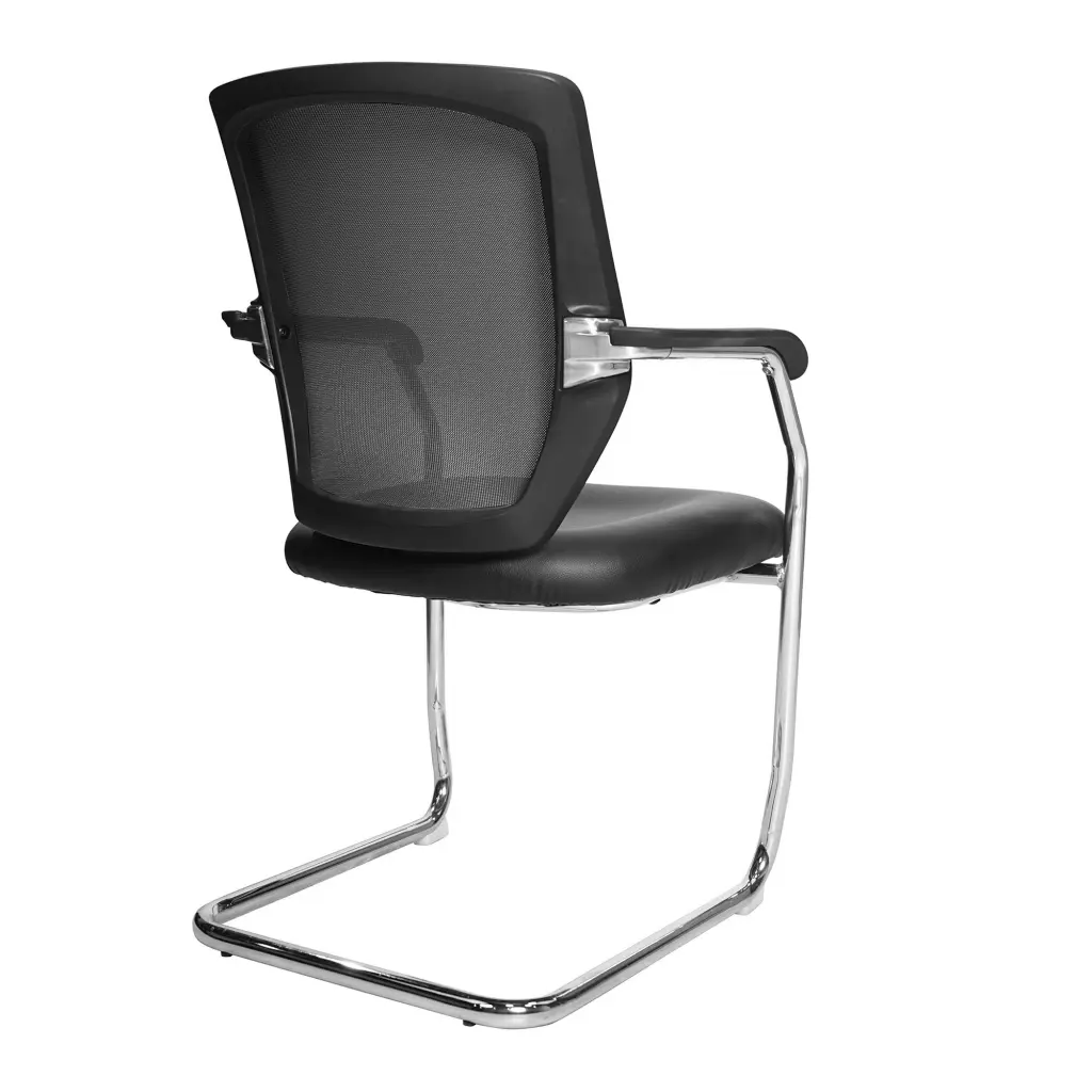 Nautilus Designs Nexus Designer Medium Back Two Tone Mesh Visitor Chair Sculptured Lumbar/Spine Support & Fixed Arms Black Vinyl - BCM/K512V/BKV