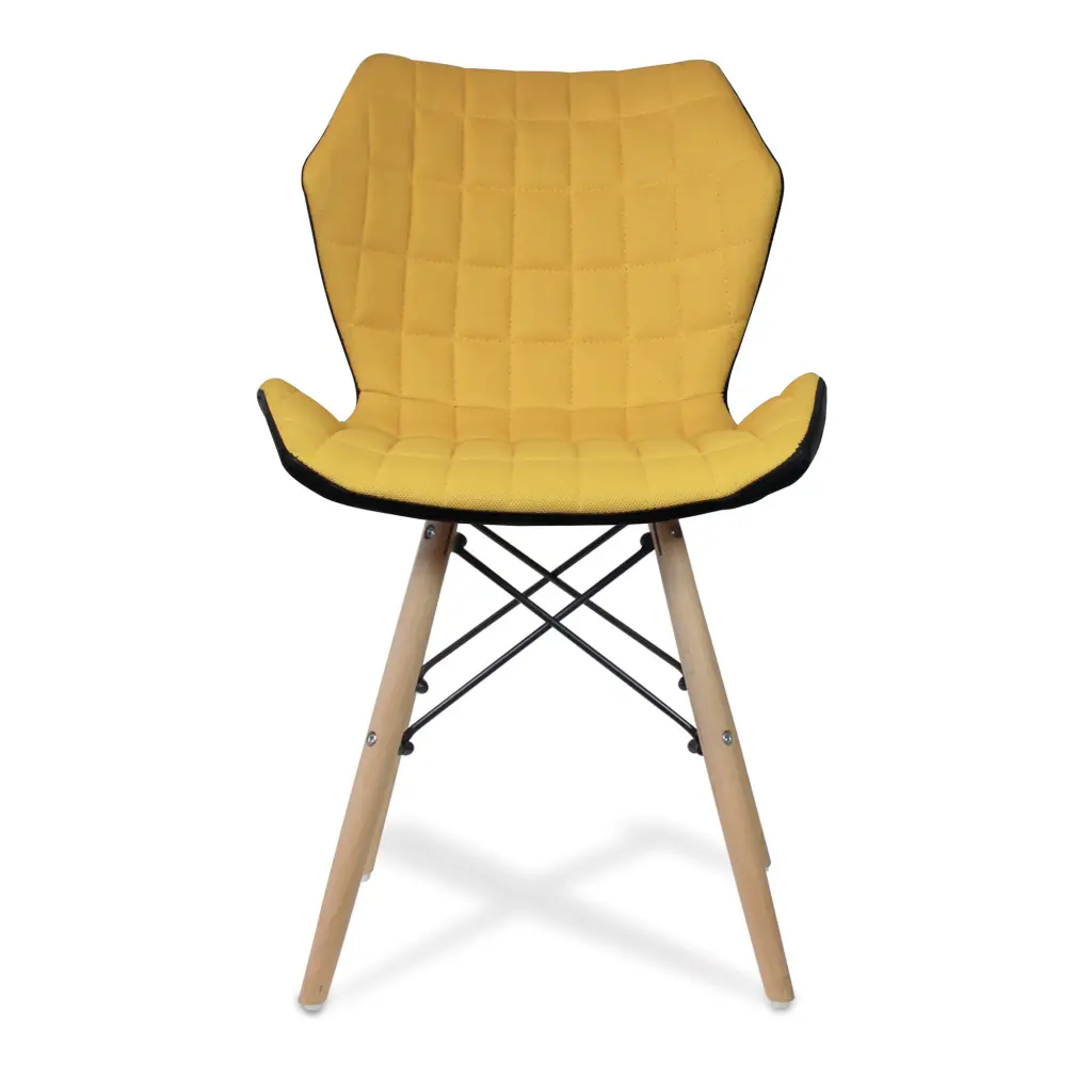 Nautilus Designs Amelia Contemporary Lightweight Fabric Chair With Panel Stitching Mustard and Solid Beech Legs - BCF/B570/MT