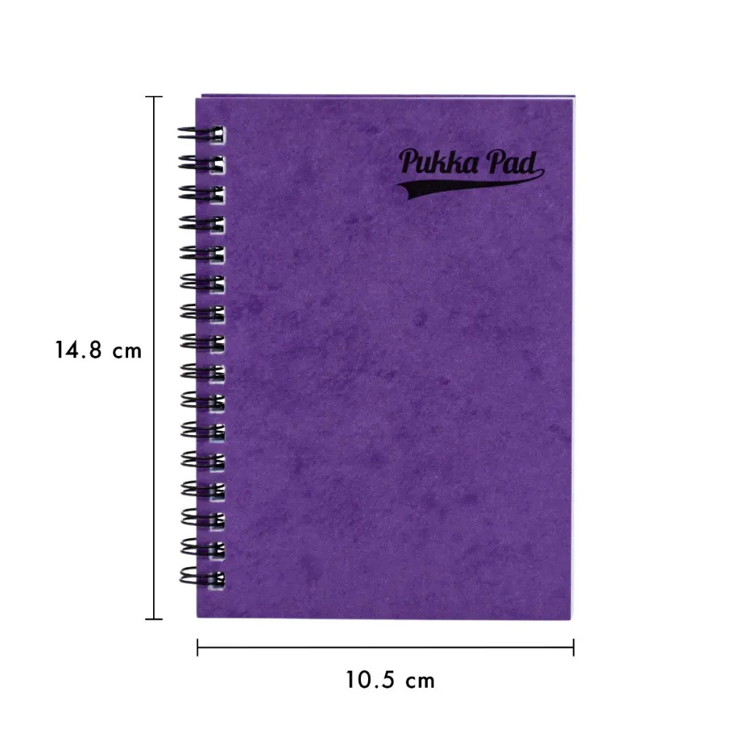 Pukka Pads Pressboard Pad A6 Wirebound Sidebound 120 Pages Feint Ruled Paper Assorted Colours (Pack 10 ) - 7274-PRS