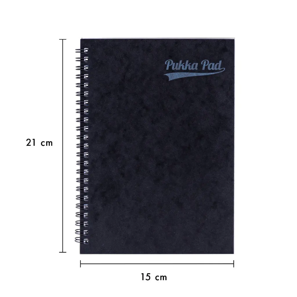 Pukka Pads Pressboard Pad A5 Wirebound Sidebound 120 Pages Feint Ruled Paper Black (Pack 10) - 7276-PRS