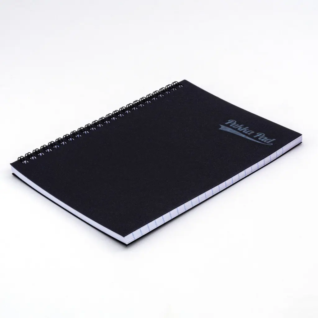 Pukka Pads Pressboard Pad A5 Wirebound Sidebound 120 Pages Feint Ruled Paper Black (Pack 10) - 7276-PRS