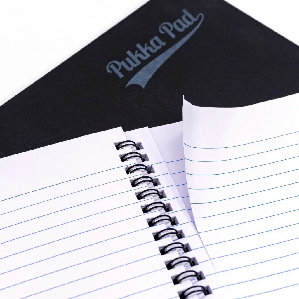 Pukka Pads Pressboard Pad A5 Wirebound Sidebound 120 Pages Feint Ruled Paper Black (Pack 10) - 7276-PRS