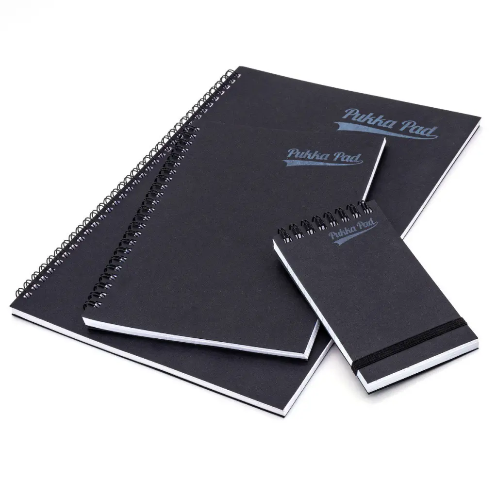 Pukka Pads Pressboard Pad A5 Wirebound Sidebound 120 Pages Feint Ruled Paper Black (Pack 10) - 7276-PRS