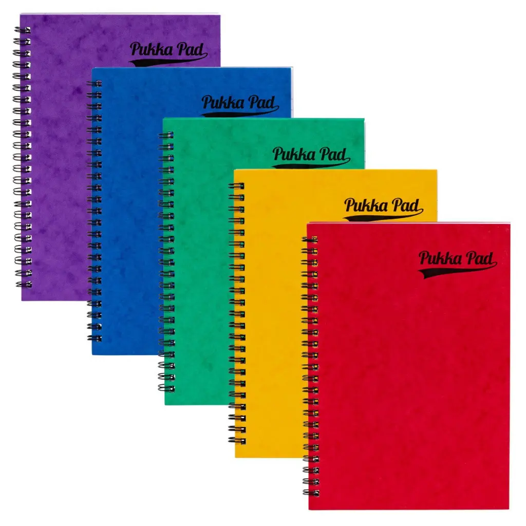 Pukka Pads Pressboard Pad A5 Wirebound Sidebound 120 Pages Feint Ruled Paper Assorted Colours (Pack 10) - 7270-PRS