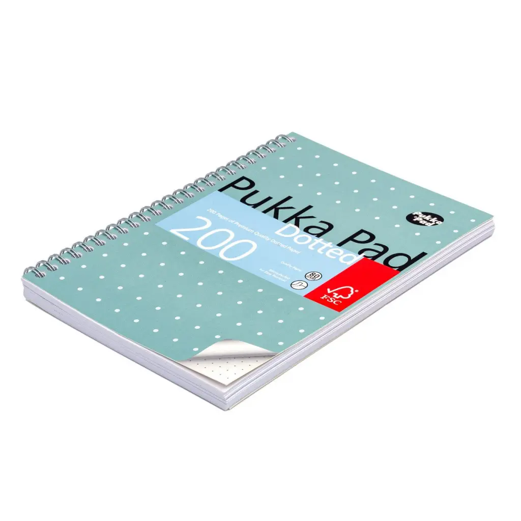 Pukka Pads Metallic Jotta Notepad Wirebound A5 5mm Dotted Grid 200 Perforated Pages Green (Pack 3) - JM021DOT