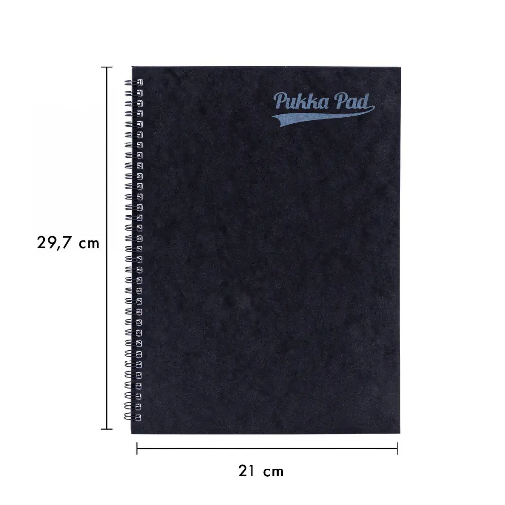 Pukka Pads Pressboard Pad A4 Wirebound Sidebound 120 Pages Feint Ruled Paper Black (Pack 10) - 7277-PRS