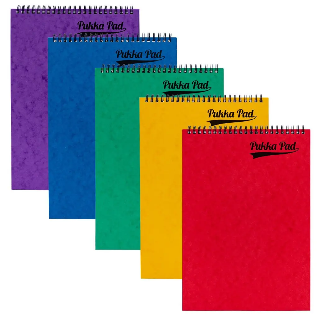 Pukka Pads Pressboard Pad A4 Wirebound Topbound 120 Pages Feint Ruled Paper Assorted Colours (Pack 10) - 7269-PRS