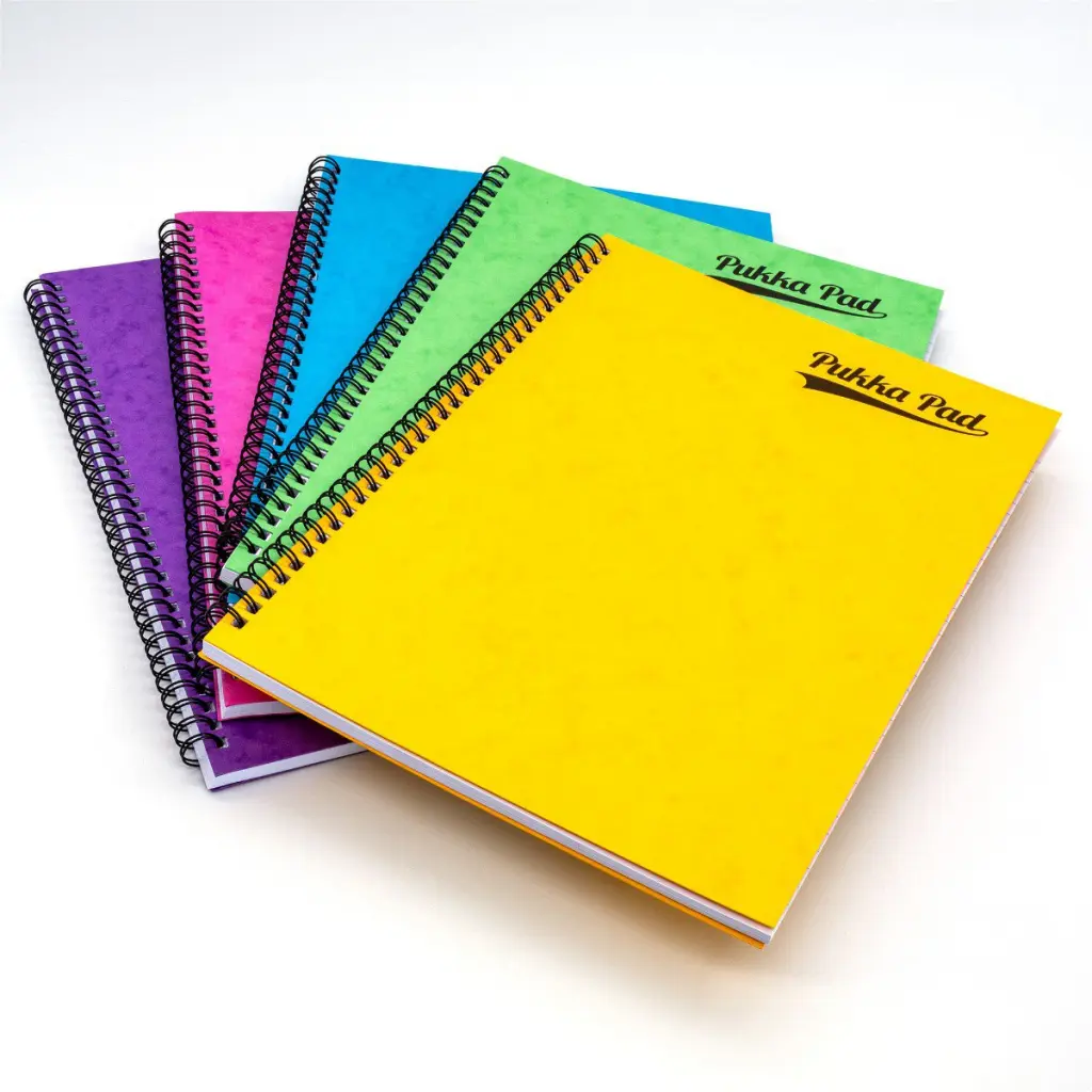 Pukka Pads Pressboard Brights Pad A4 Wirebound Sidebound 120 Pages Feint Ruled Paper Assorted Bright Colours (Pack 10) - 7268-PRS