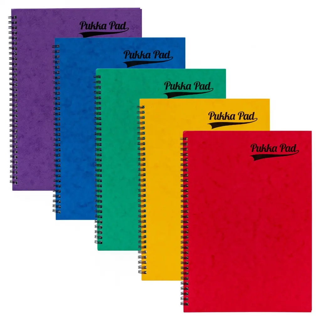 Pukka Pads Pressboard Pad A4 Wirebound Sidebound 120 Pages Feint Ruled Paper Assorted Colours (Pack 10) - 7267-PRS