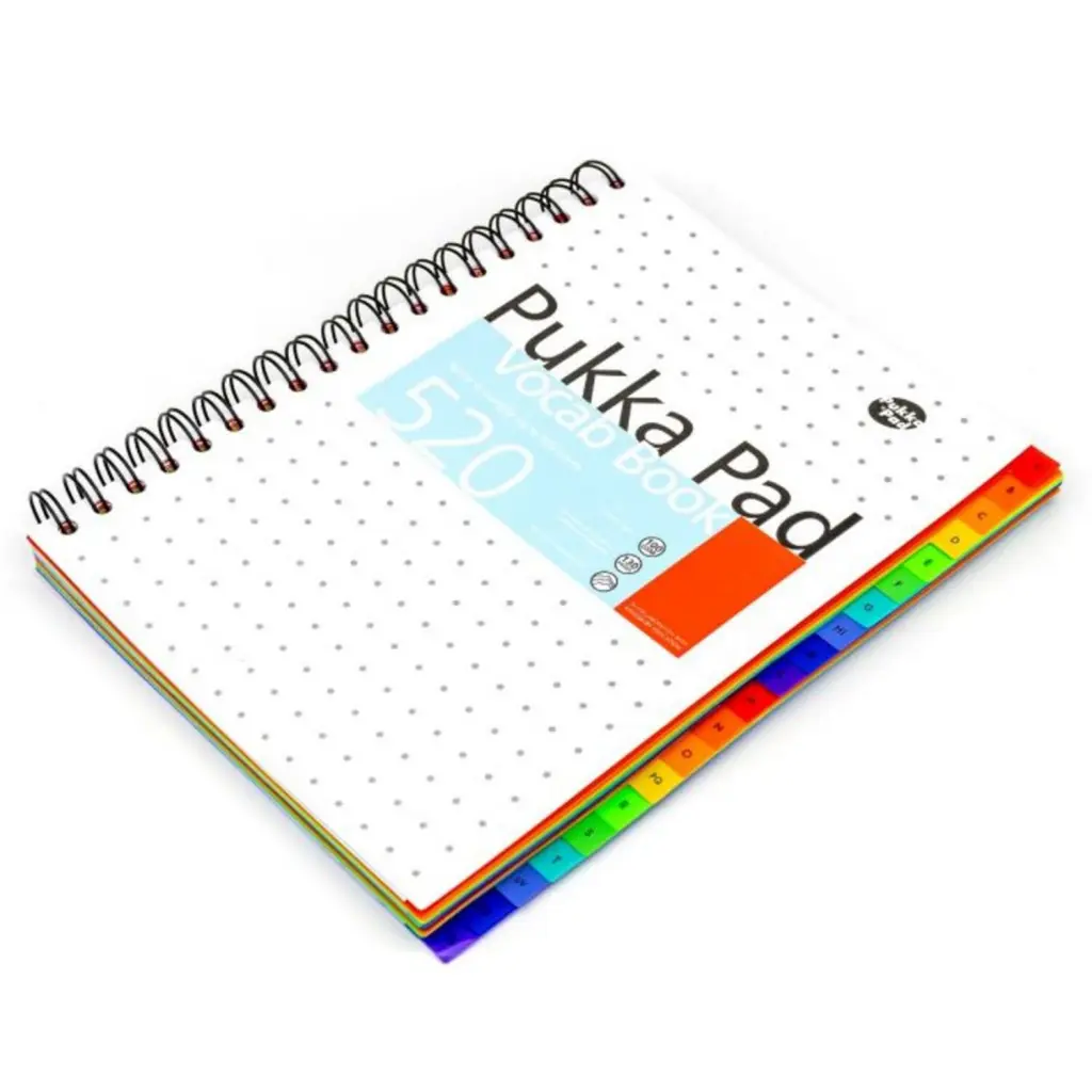 Pukka Pads Vocab Book B5 190 x 250mm Wirebound 520 Word A-Z Multicoloured Dividers White - 9599-VOC