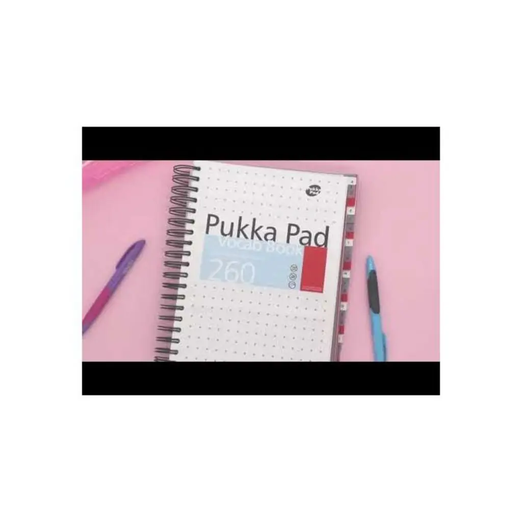 Pukka Pads Vocab Book B5 190 x 250mm Wirebound 520 Word A-Z Multicoloured Dividers White - 9599-VOC