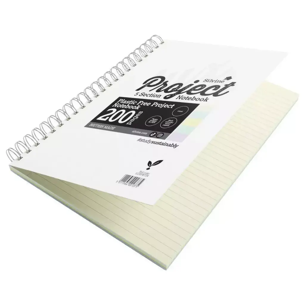 Luxpad SEN Tinted Paper Project Book A4 Plastic Free With 5 Coloured Sections 200 Page Ruled With Margin (Pack 5)  - LUXPBTIN