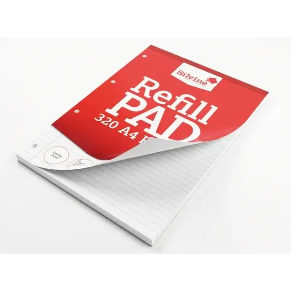 Silvine Refill Pad A4 320 Page Punched 4 Holes Lined With Margin Red (Pack 3) - A4RPFM320