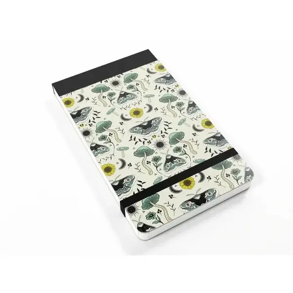 Silvine Elasticated Pocket Notebook 160  Page 78 x 127mm Grey Moth & Mushroom Design (Pack 12) - 190MM2