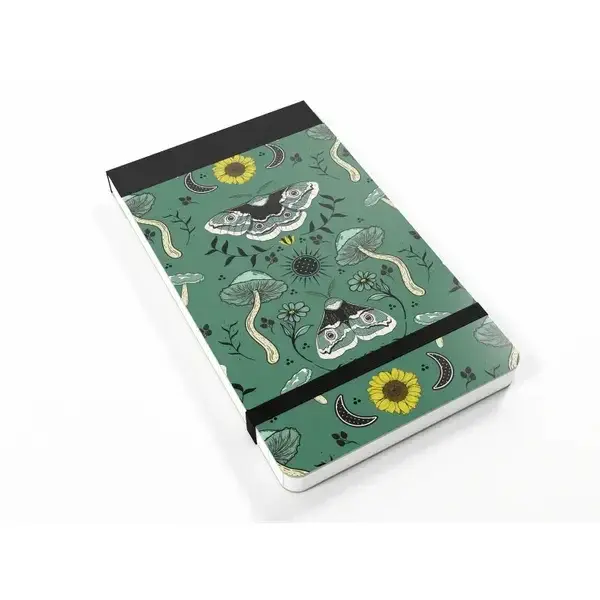 Silvine Elasticated Pocket Notebook 160 Page 78 x 127mm Green Moth & Mushroom Design (Pack 12) - 190MM1