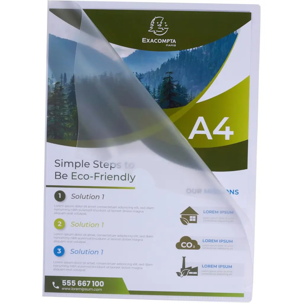 Exacompta Forever Recycled Polypropylene Cut Flush Folders A4 120 Micron PK100 - 58320E