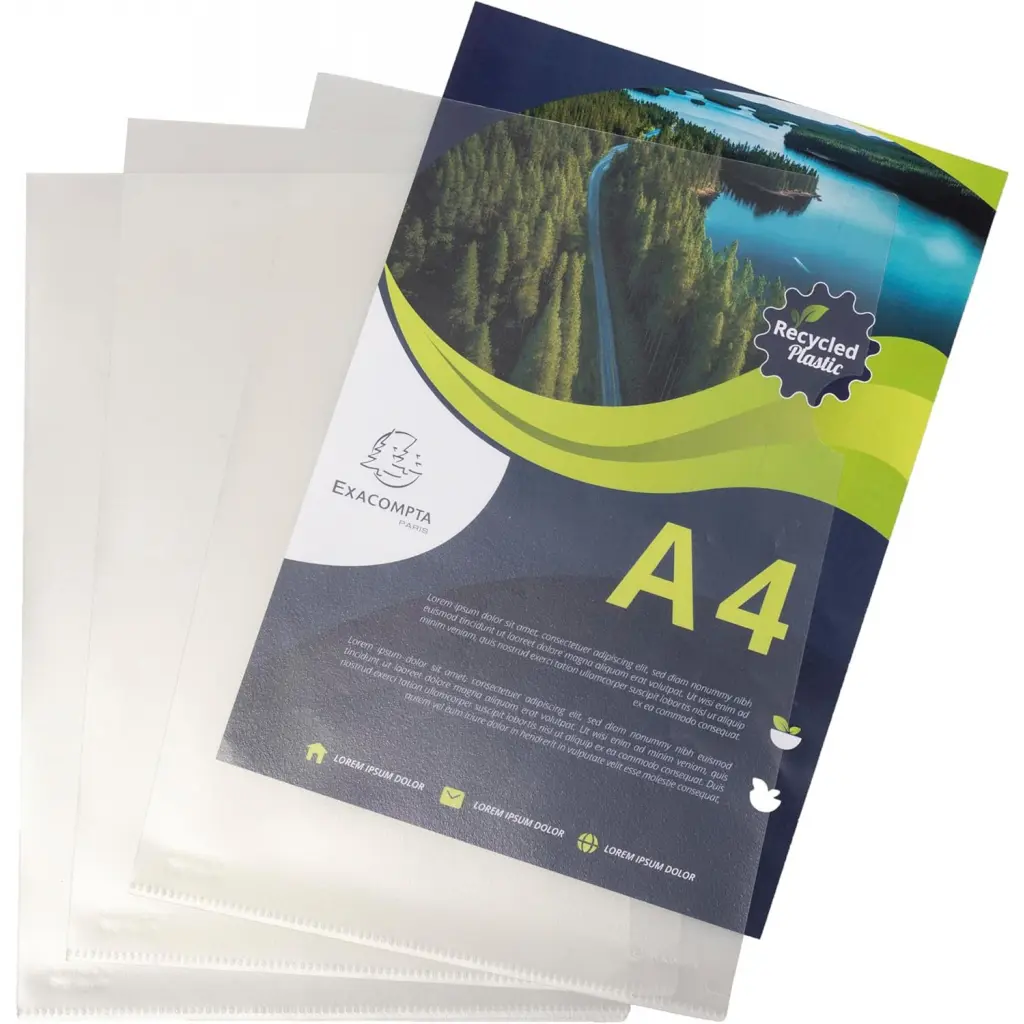 Exacompta Forever Recycled Polypropylene Cut Flush Folders A4 120 Micron PK100 - 58320E