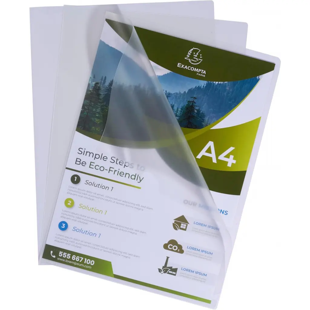 Exacompta Forever Recycled Polypropylene Cut Flush Folders A4 120 Micron PK100 - 58320E