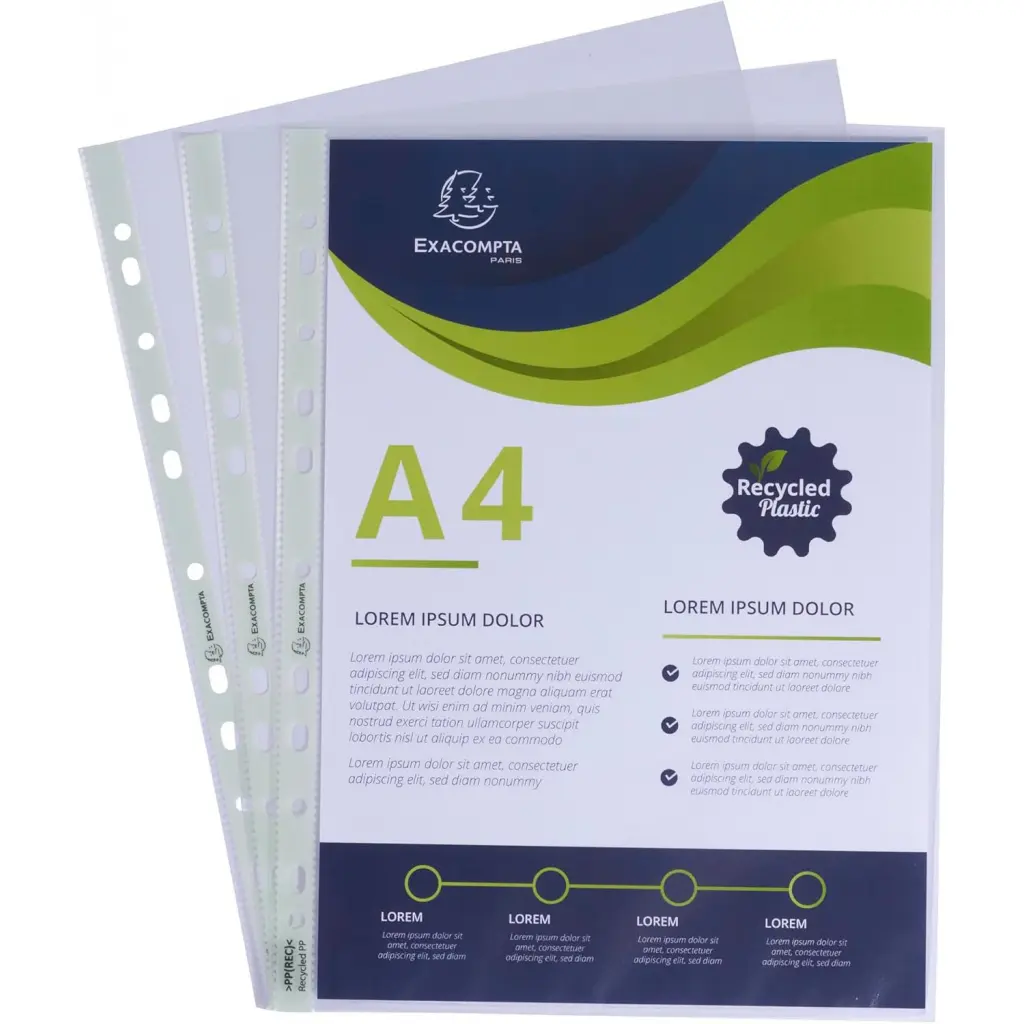 Exacompta Forever Recycled Punched Pockets A4 60 Micron PK100 - 5320E