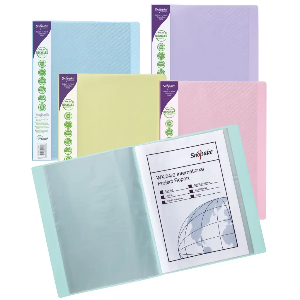 Snopake ReBorn A4 24 Pocket Display Book Pastel Pack of 515920