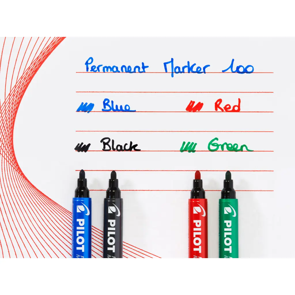 Pilot 100 Permanent Marker Bullet Tip Fine 1.0mm Line Red (Pack 12) - 4902505511103