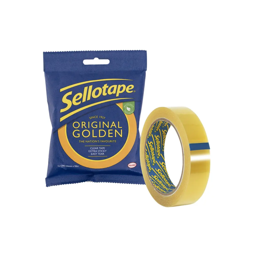 Sellotape Original Golden Tape Easy Tear Extra Sticky 24mm x 50m (Roll) - 2928287