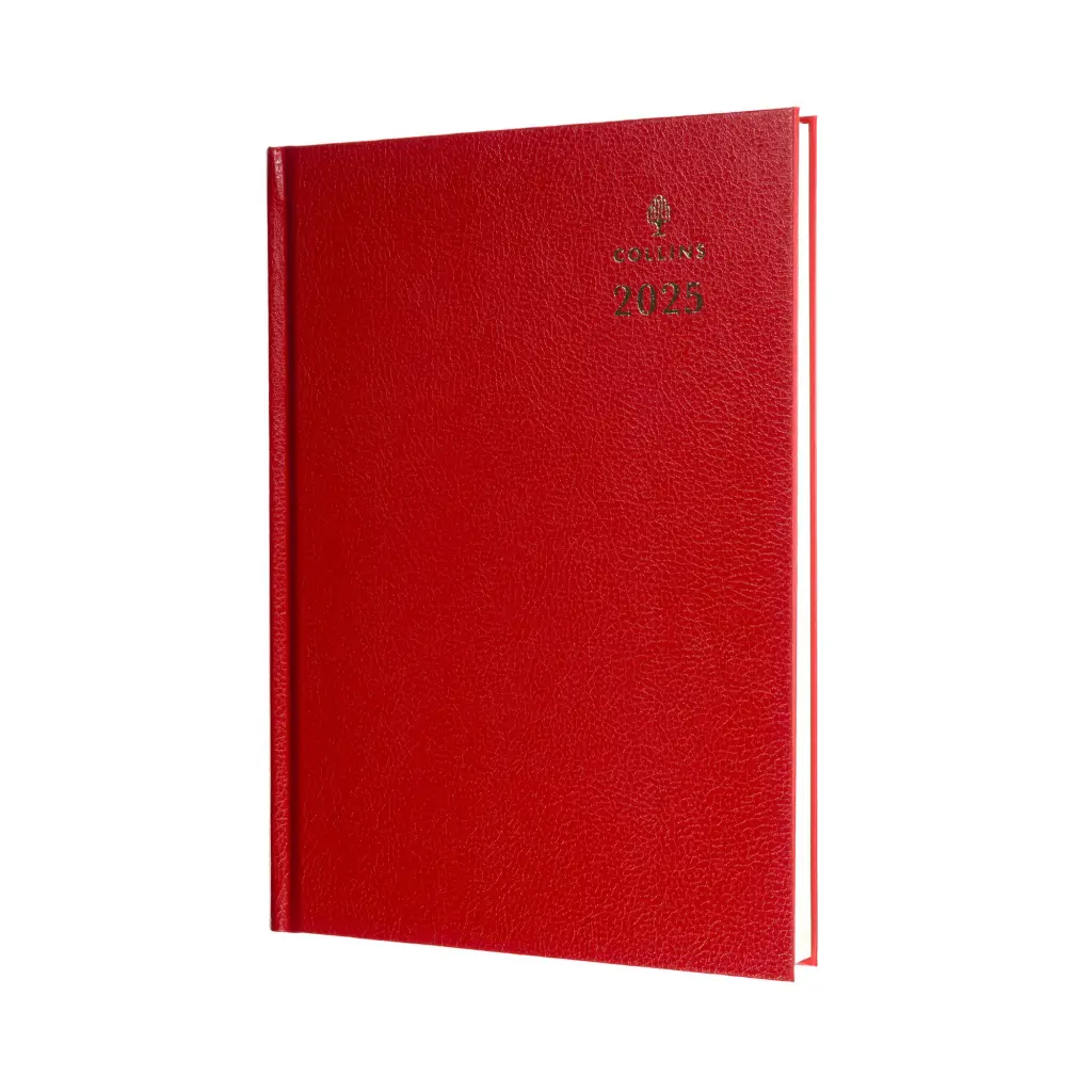 Collins 44 Desk Diary A4 Day to Page 2025 Red - 821381