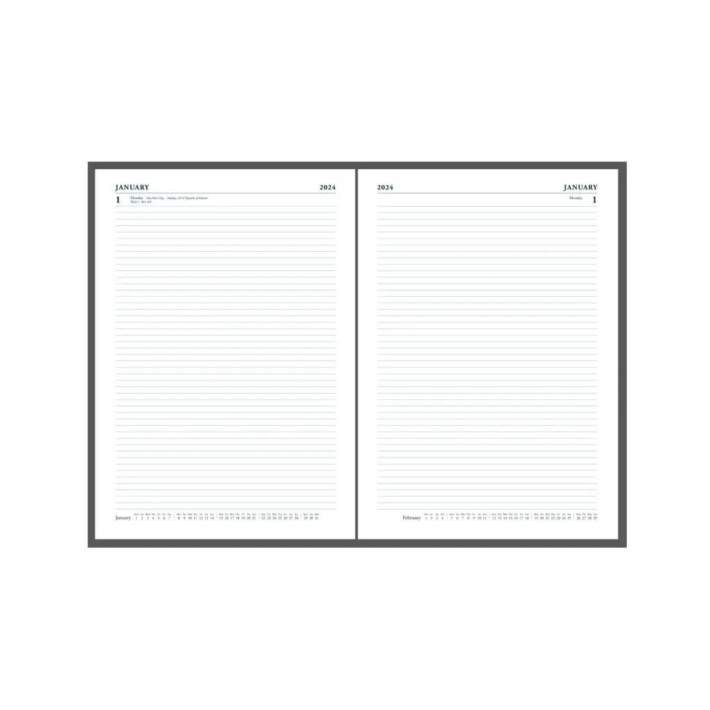 Collins 47 Desk Diary A4 2 Page per Day 2025 Black - 821378