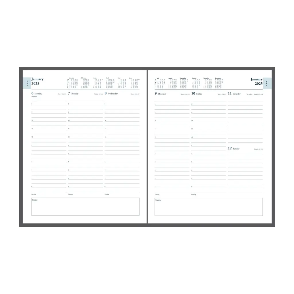 Collins Quarto Desk Diary Week to View Appointments 2025 Black - 821390