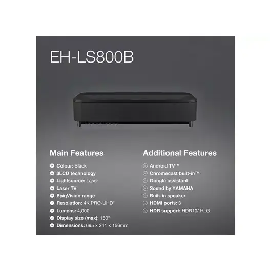 Epson EH-LS800B Ultra short throw