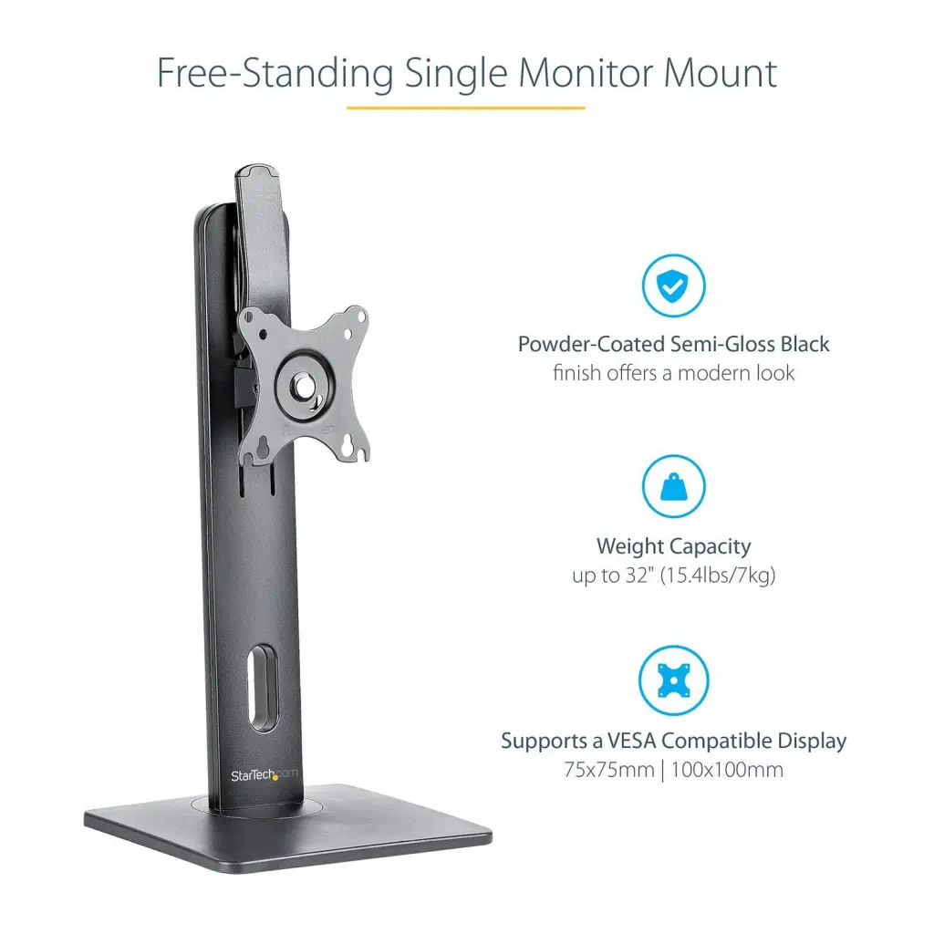 StarTech.com Free Standing Single Height Adjustable Monitor Mount for Displays up to 32 Inches