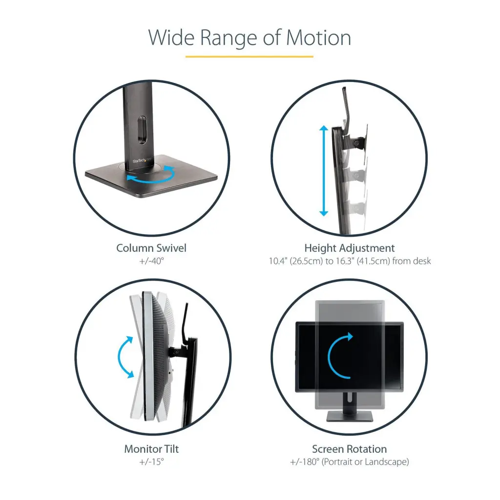 StarTech.com Free Standing Single Height Adjustable Monitor Mount for Displays up to 32 Inches