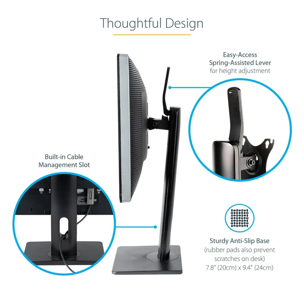 StarTech.com Free Standing Single Height Adjustable Monitor Mount for Displays up to 32 Inches