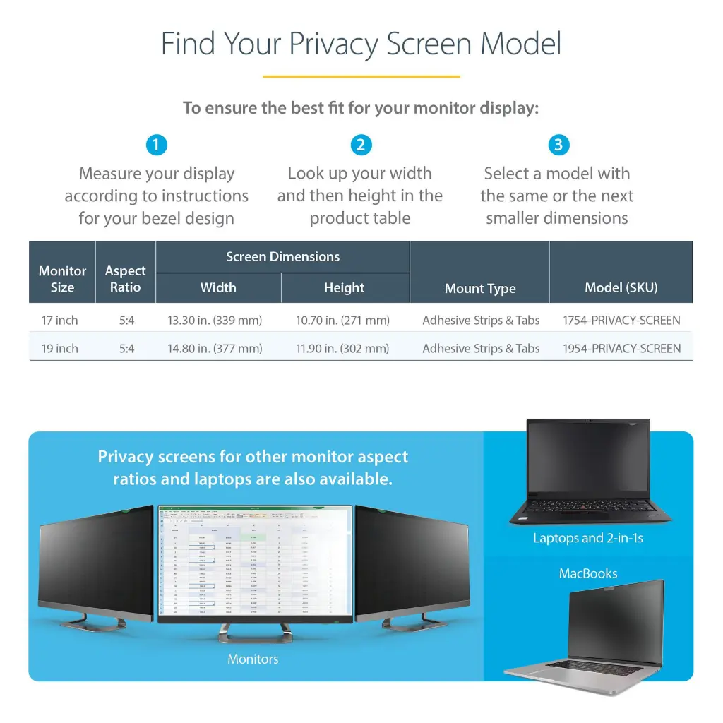 StarTech.com 19 Inch Anti-Glare Blue Light Reducing Monitor Privacy Screen