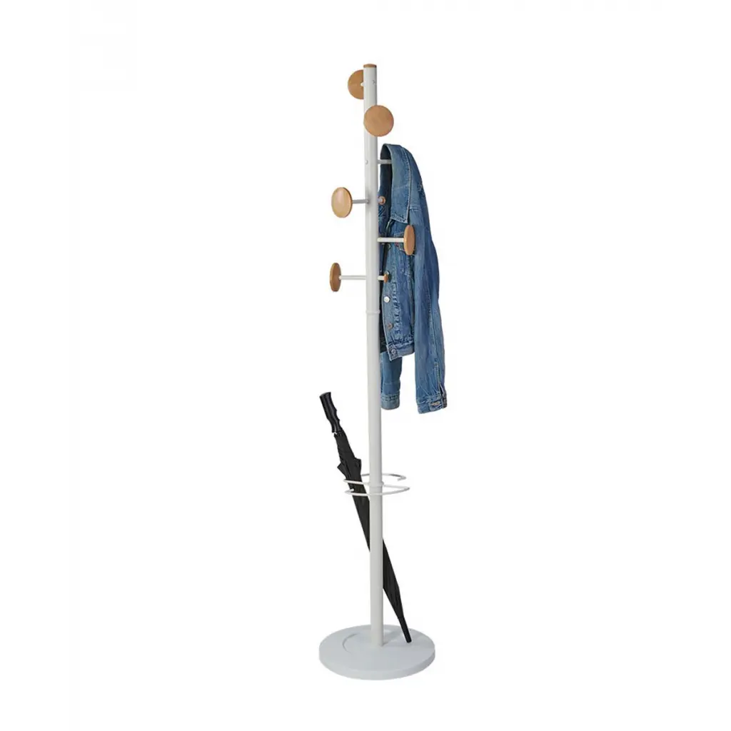 Alba Music Coat Stand 6 Pegs Wood and White - PMMUSIC BC