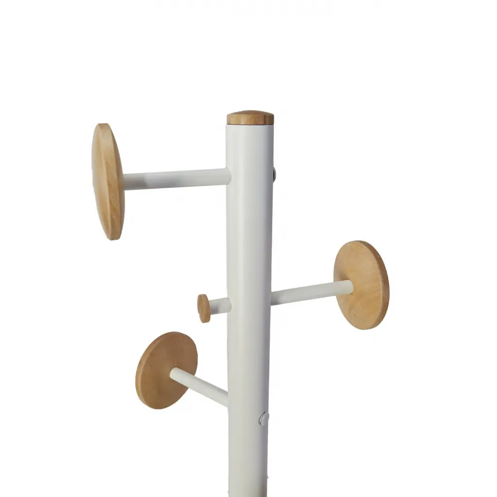 Alba Music Coat Stand 6 Pegs Wood and White - PMMUSIC BC