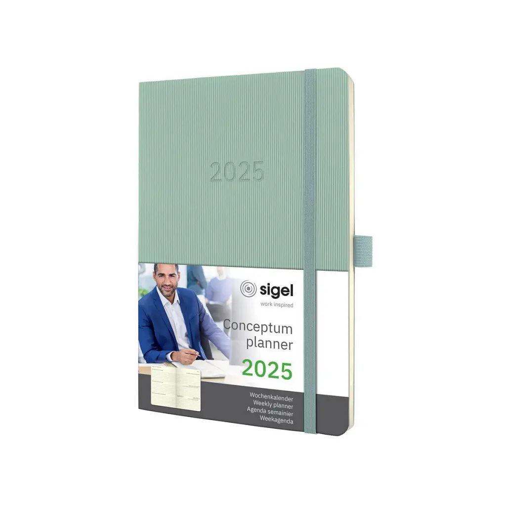 Conceptum Diary 2025 Approx A5 Week To View Softcover Softwave Surface 135x210x27mm Mint Green