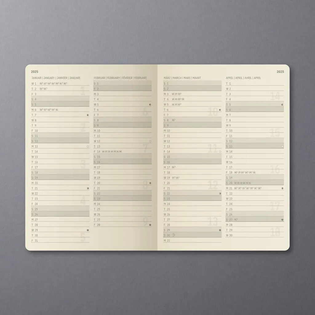 Conceptum Diary 2025 Approx A5 Week To View Softcover Softwave Surface 135x210x27mm Mint Green