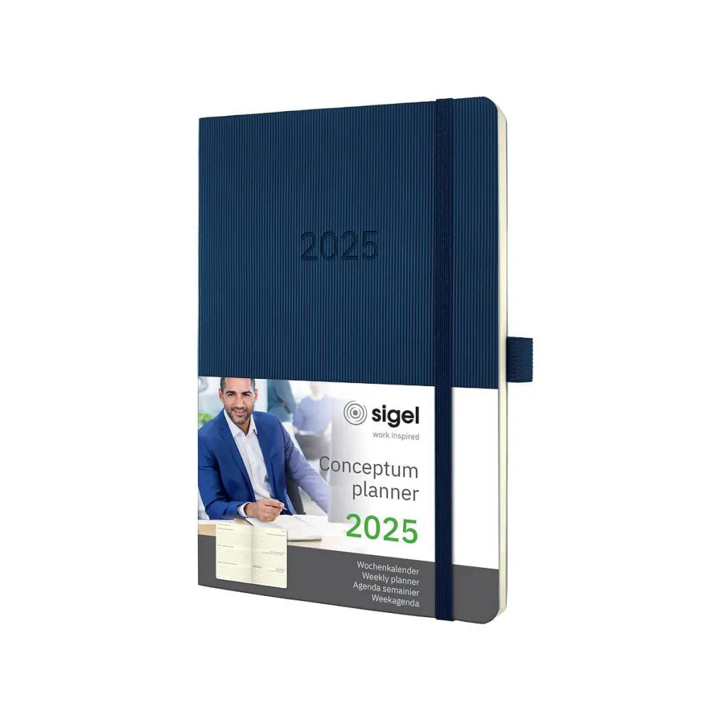 Conceptum Diary 2025 Approx A5 Week To View Softcover Softwave Surface 135x210x27mm Midnight Blue