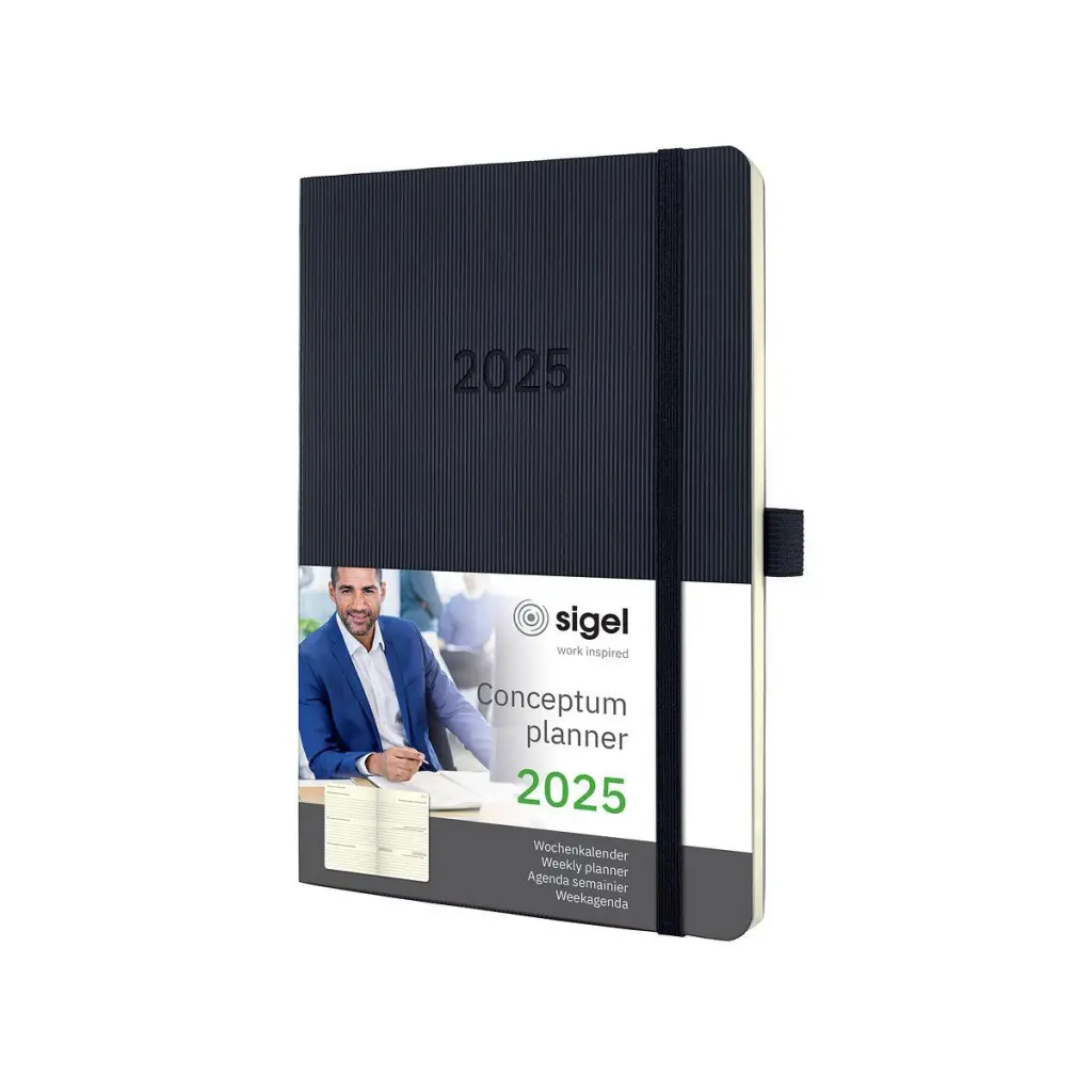 Conceptum Diary 2025 Approx A5 Week To View Softcover Softwave Surface 135x210x27mm Black