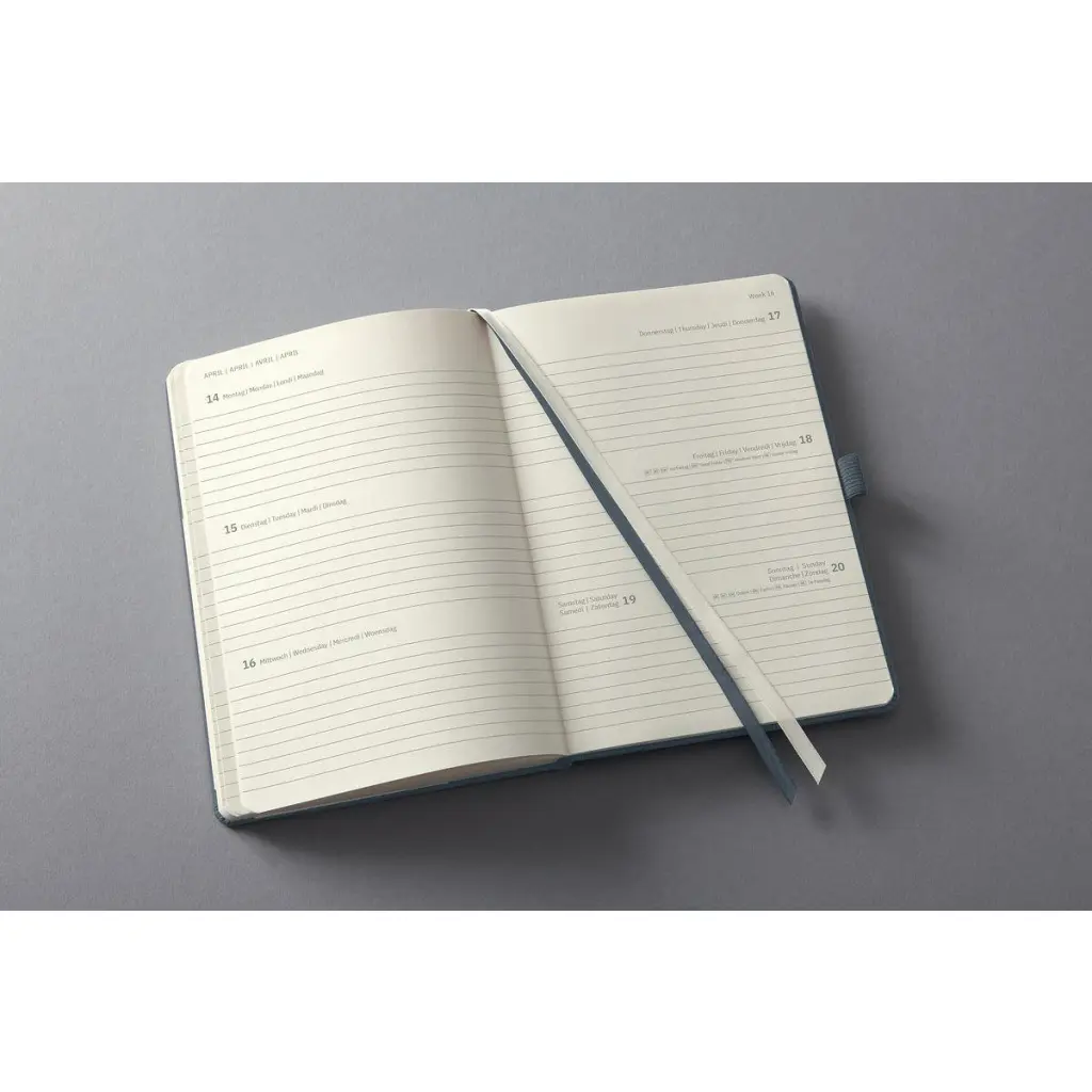 Conceptum Diary 2025 Approx A5 Week To View Hardcover Softwave Surface 148x213x30mm Dark Grey