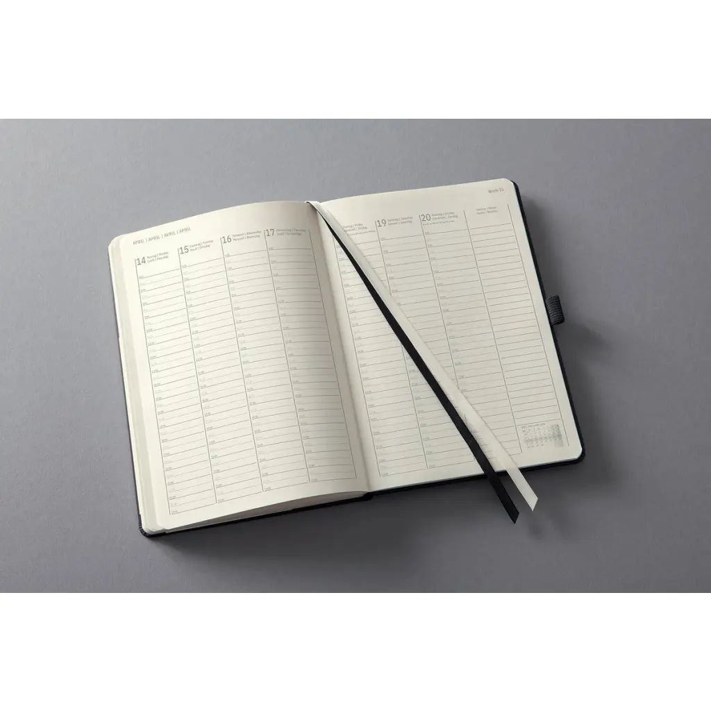 Conceptum Diary 2025 Approx A5 Week To View Vertical Layout Hardcover Softwave Surface 148x213x20mm Black