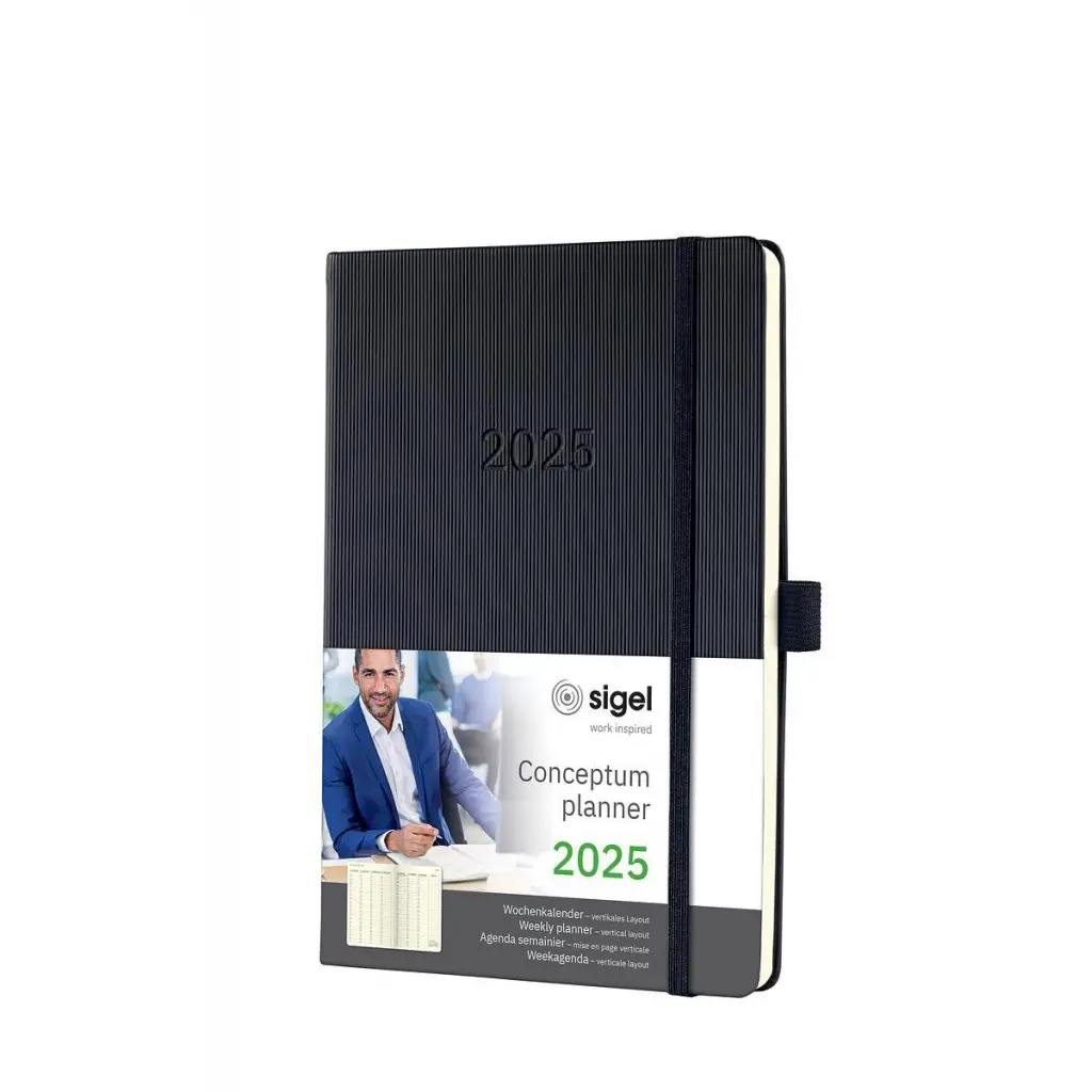 Conceptum Diary 2025 Approx A5 Week To View Vertical Layout Hardcover Softwave Surface 148x213x20mm Black