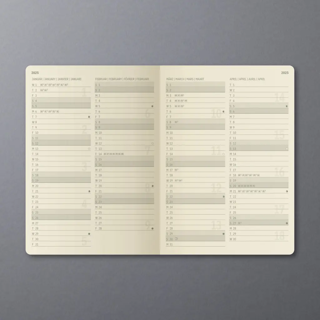 Conceptum Diary 2025 Approx A5 Week To View Hardcover Softwave Surface 148x213x30mm Black