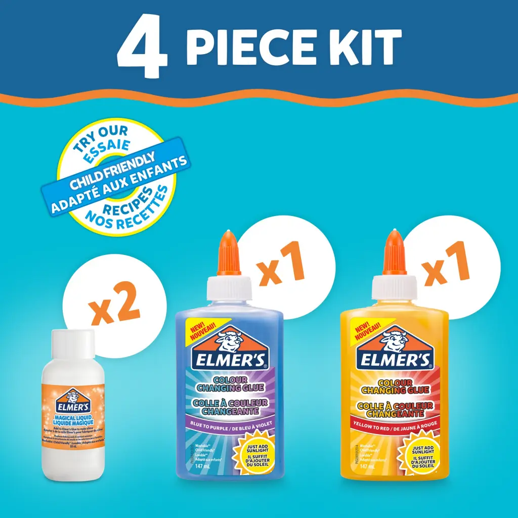 Elmers Colour Changing Slime Kit Include Colour Changing Glue and Magical Liquid Slime Activator - 4 Piece Kit - 2109487